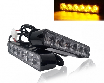 Set 2X Lumini LED, 6 Leduri, Tip Stroboscop De Avertizare, Galben, Flash, cu Conector, 12V