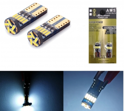 Set 2 becuri LED T10 15 LED-uri SMD W5W 12V lumina alba, in blister