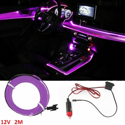 Fir cu lumina ambientala, pentru auto, neon ambiental flexibil Violet, 2 m