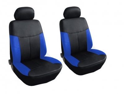 Huse scaune auto frontale universale din piele eco Flexzon,  albastru, 1+1