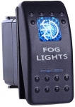 Buton Flexzon, Intrerupator, Comutator, ON OFF, Auto, 12V 24V, cu LED Panou, Lumina Albastru, "FOG LIGHTS"