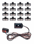 Set 16X Lumini LED, 2 Leduri, Tip Stroboscop De Avertizare, Galben, Flash, cu Controler, 12V
