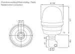 Girofar LED cu Efect de Rotatie,12V-24V, Galben, Prindere Tija Flexibil, Sticla Neteda