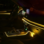 Fir cu lumina ambientala, pentru auto, neon ambiental flexibil galben, 2 m
