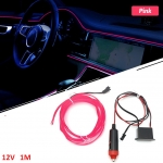 Fir cu lumina ambientala, pentru auto, neon ambiental flexibil roz, 1 m