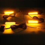 Set 4X Lumini LED Flexzon, 6 Leduri, Tip Stroboscop De Avertizare, Galben, Flash, cu Controler, 12V-24V