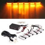 Set 6X Lumini LED Flexzon, 3 Leduri, Tip Stroboscop De Avertizare, Galben, Flash, cu Controler, 12V